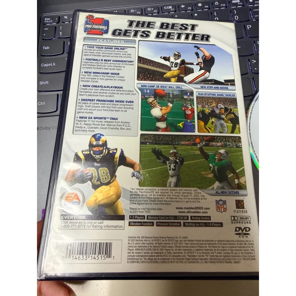 Madden‎ NFL 2003 Sony PlayStation 2 PS2 EA Sports Marshall Faulk SLUS game